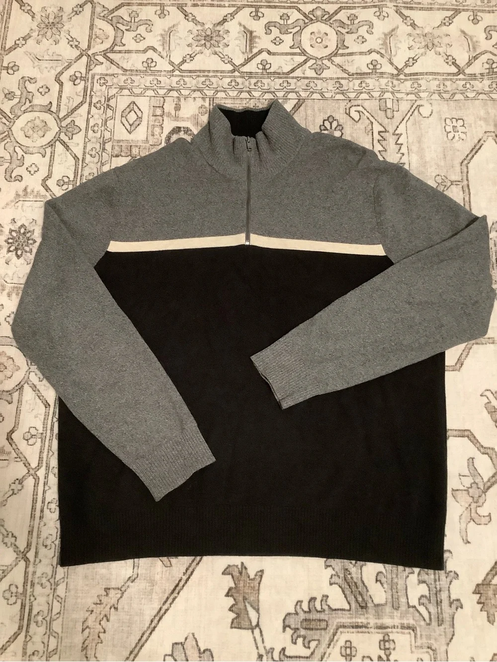 Men's Half-Zip Colorblock Sweater - Gray/Black